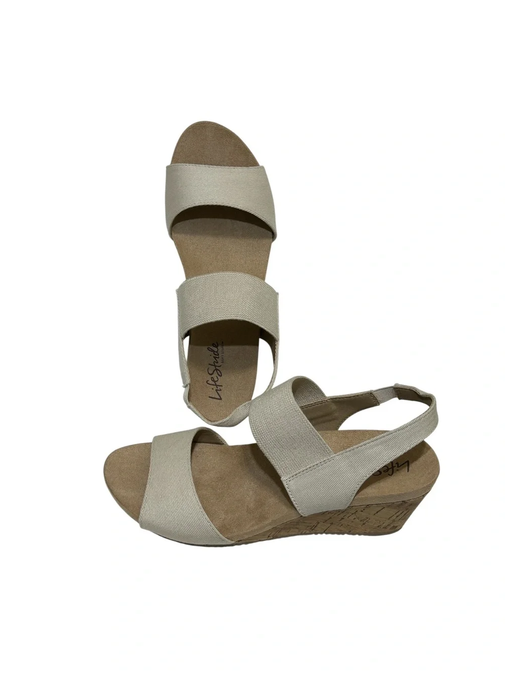 Life Stride Women's Size 7 W US Sandals Synthetic Beige Wedge Maldives 903550